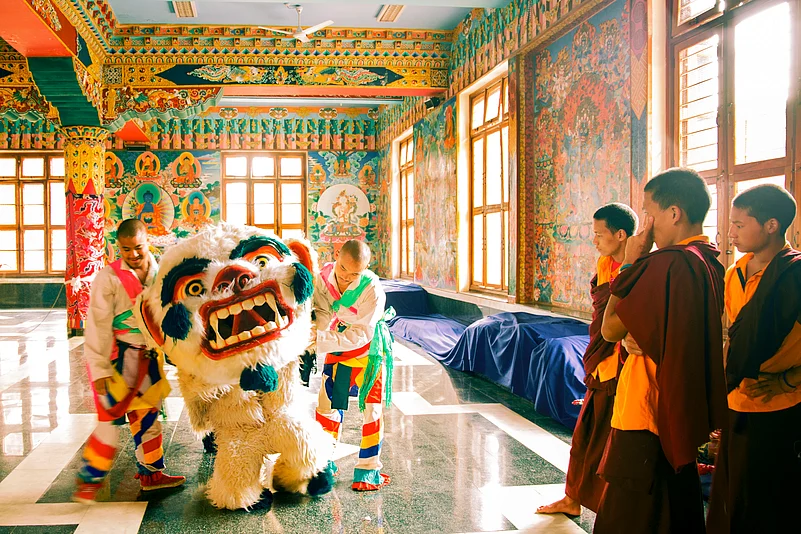 Monks getting ready for Losar rally