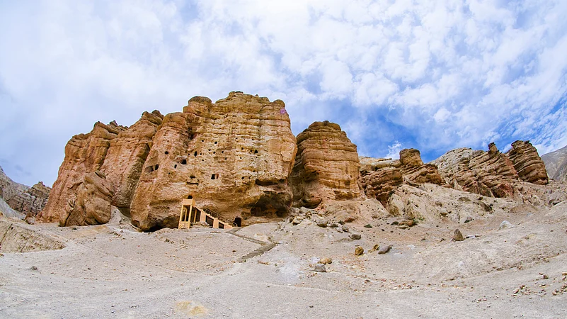Sky caves at Chosser in Lo Manthang, Mustang