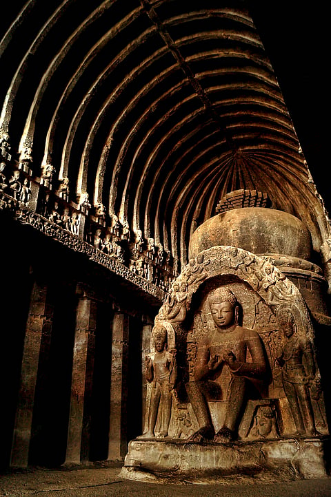 A statue of Buddha at Ellora