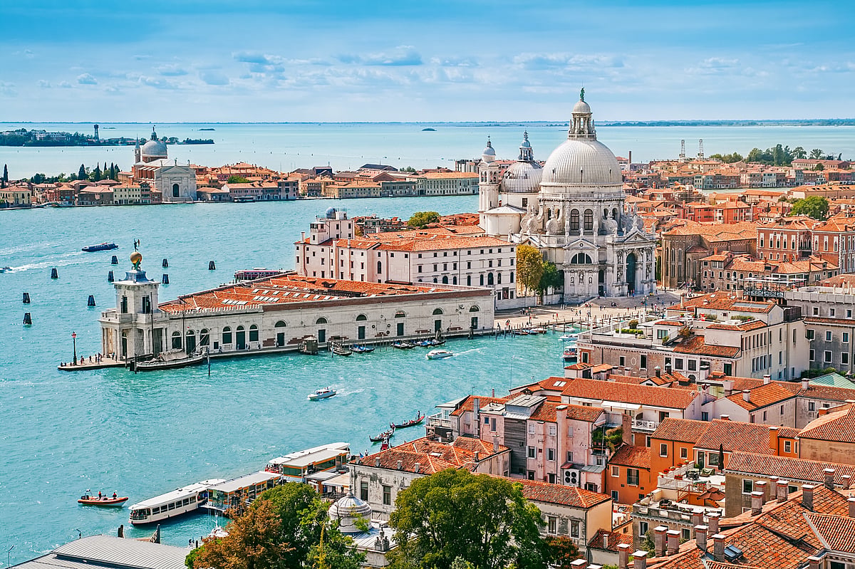 An aerial view of Venice