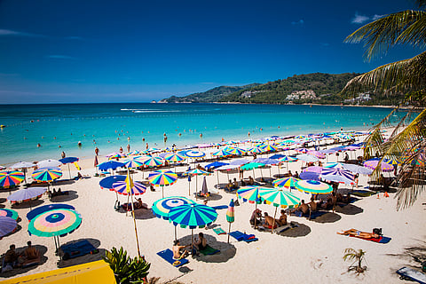 Tourists at Patong beach in Phuket