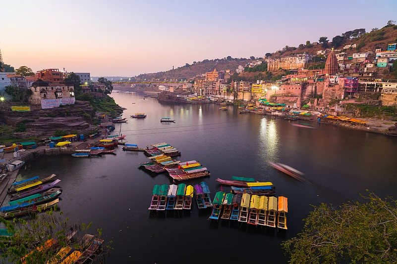 The Omkareshwar Mahadev Temple (right) in Madhya Pradesh