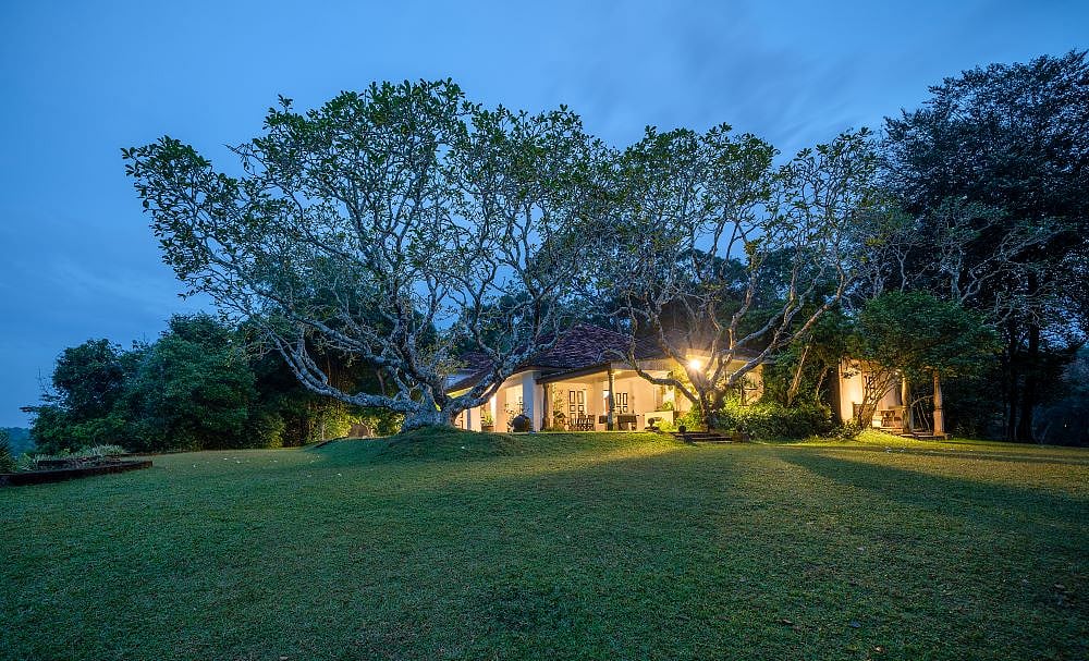 The estate lit up at night