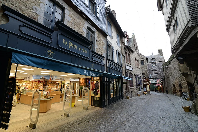 Walking through the village of Mont-Saint-Michel