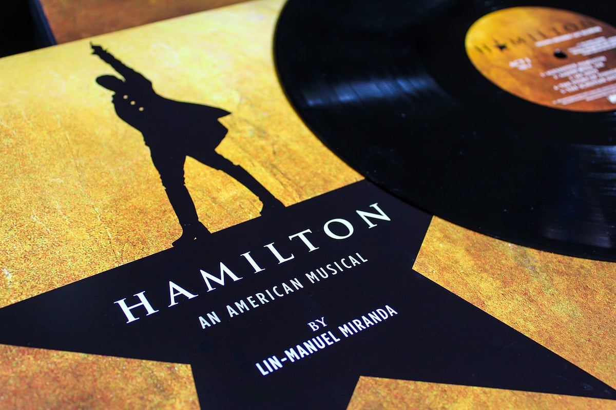 Hamilton Musical Original Broadway Cast Recording Vinyl Record LP disc by Lin Manuel Miranda Album cover