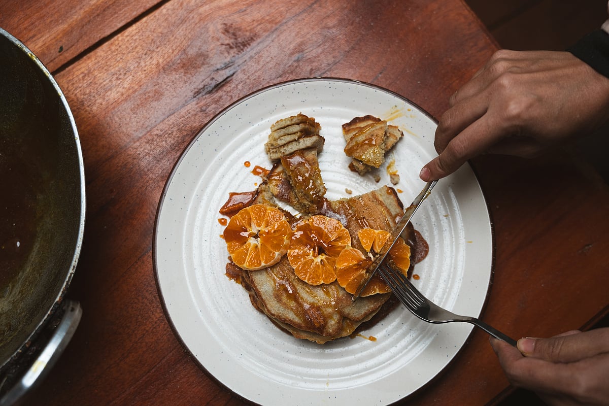 Pancakes with orange marmalade