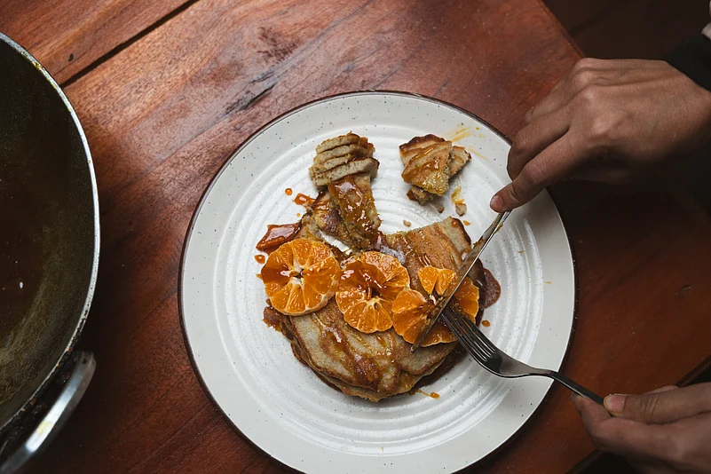 Pancakes with orange marmalade