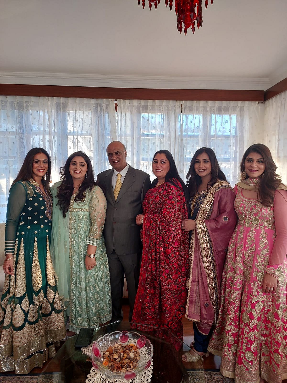 Jan Mohammed Sait and wife Numaira Sait with their four daughters