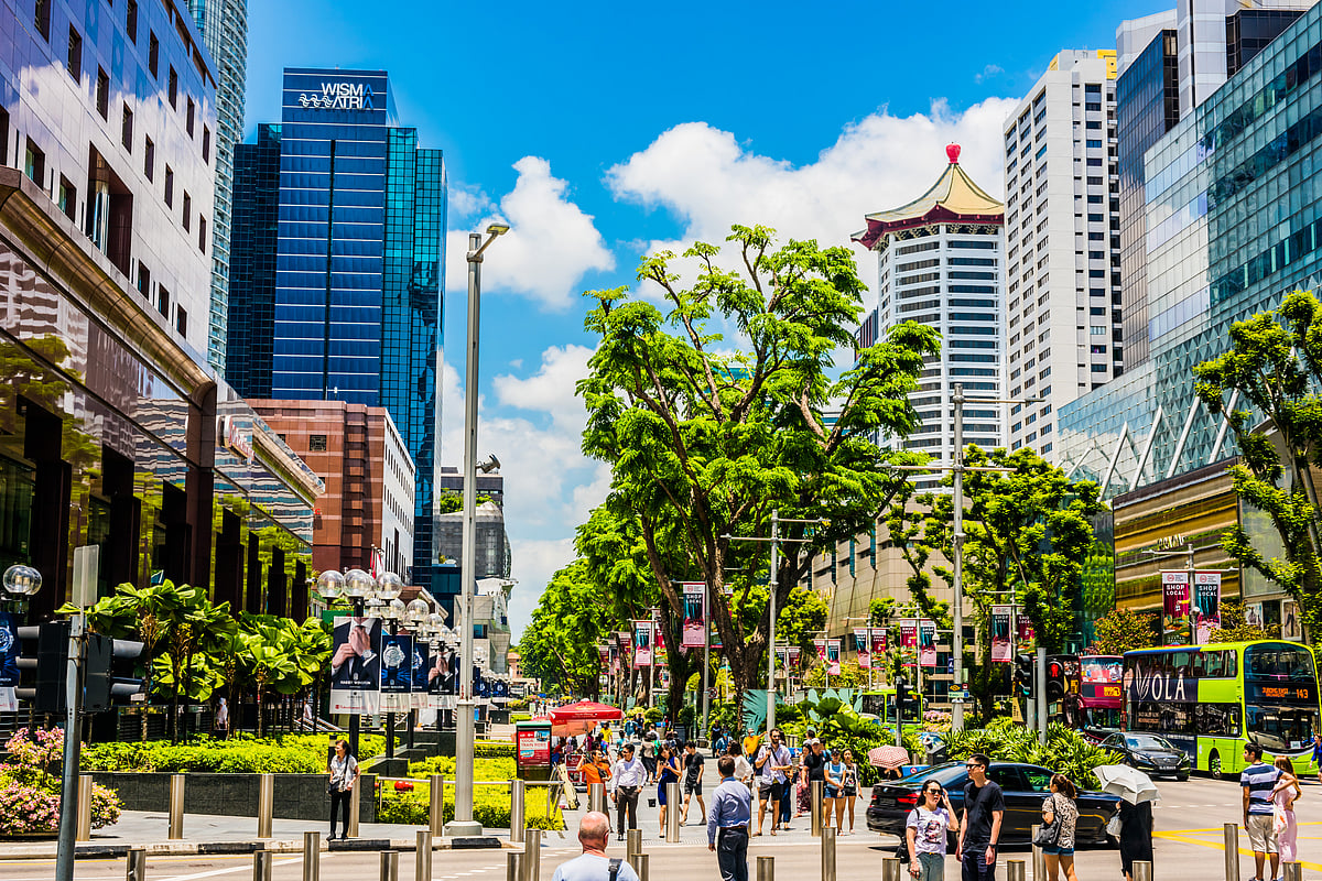 The Orchard Road is a bustling commercial district