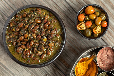 Bhat ki chudkani is a Kumaon dish of black soybeans cooked in spices