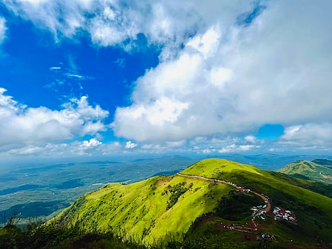 Dappled sunlight over the peak