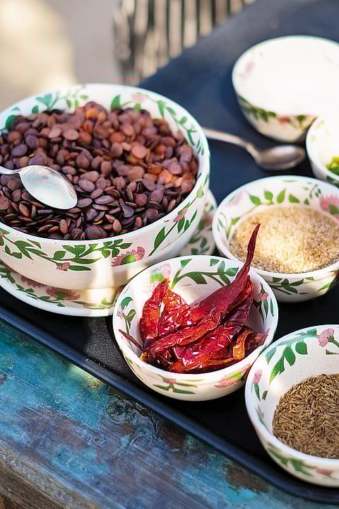 Local ingredients used for a modern Marwari meal at Kaner Retreat