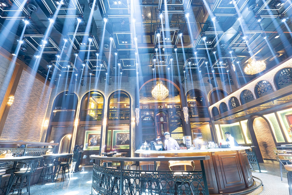 The space has a night club vibe as evening sets in