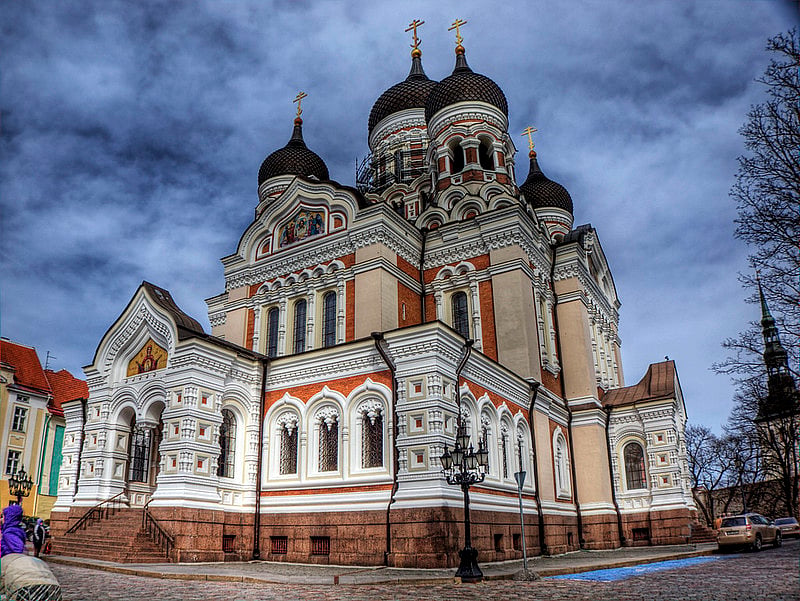 This cathedral was built in a typical Russian Revival style