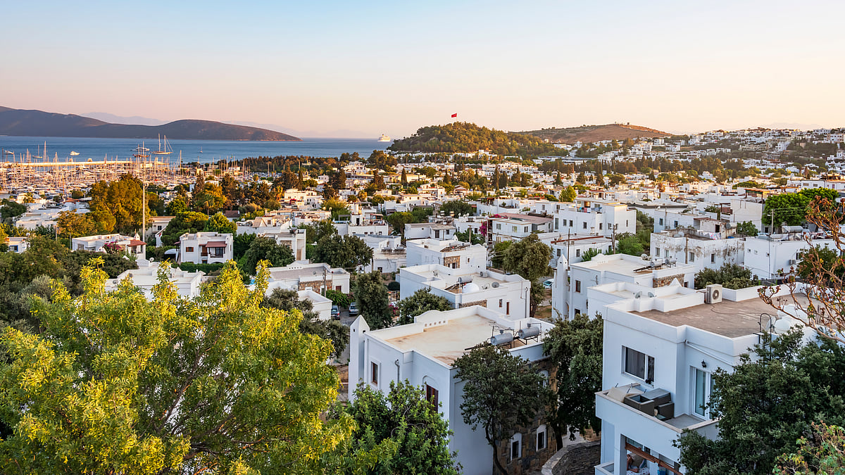 Bodrum has white-washed its exterior facade to reflect sunlight