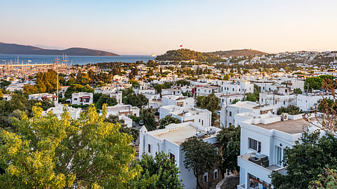 Bodrum has white-washed its exterior facade to reflect sunlight