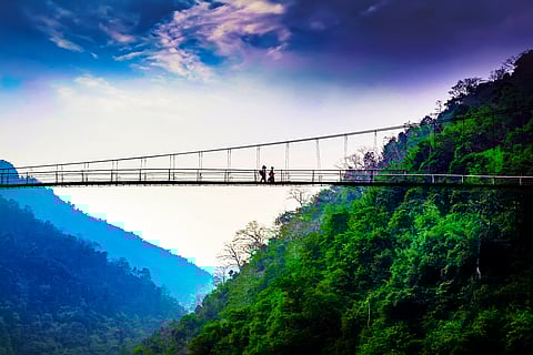 The bridge at Shnongpdeng, Meghalaya, Khasi Hills
