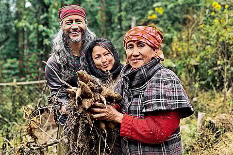 Utsow Pradhan, Owner, TIEEDI Forest Garden, Darjeeling with produce from the farm