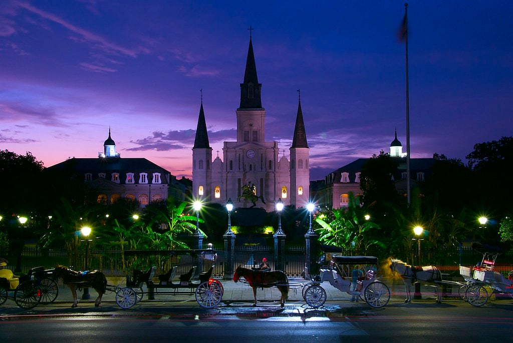 A night view of Jackson Square