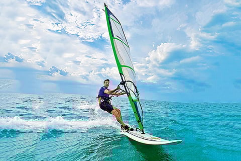 A windsurfer at the Quest Academy