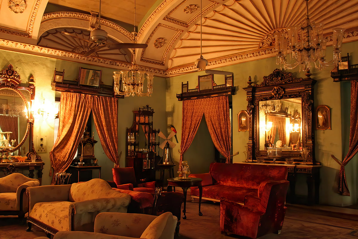 The grand interiors of the Jai Vilas Palace Museum