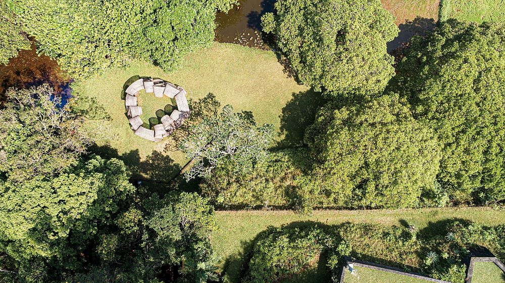 An aerial view of the property