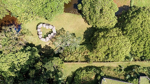 An aerial view of the property