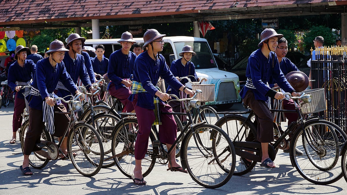 Men wearing mo hom shirts in Chiang Mai
