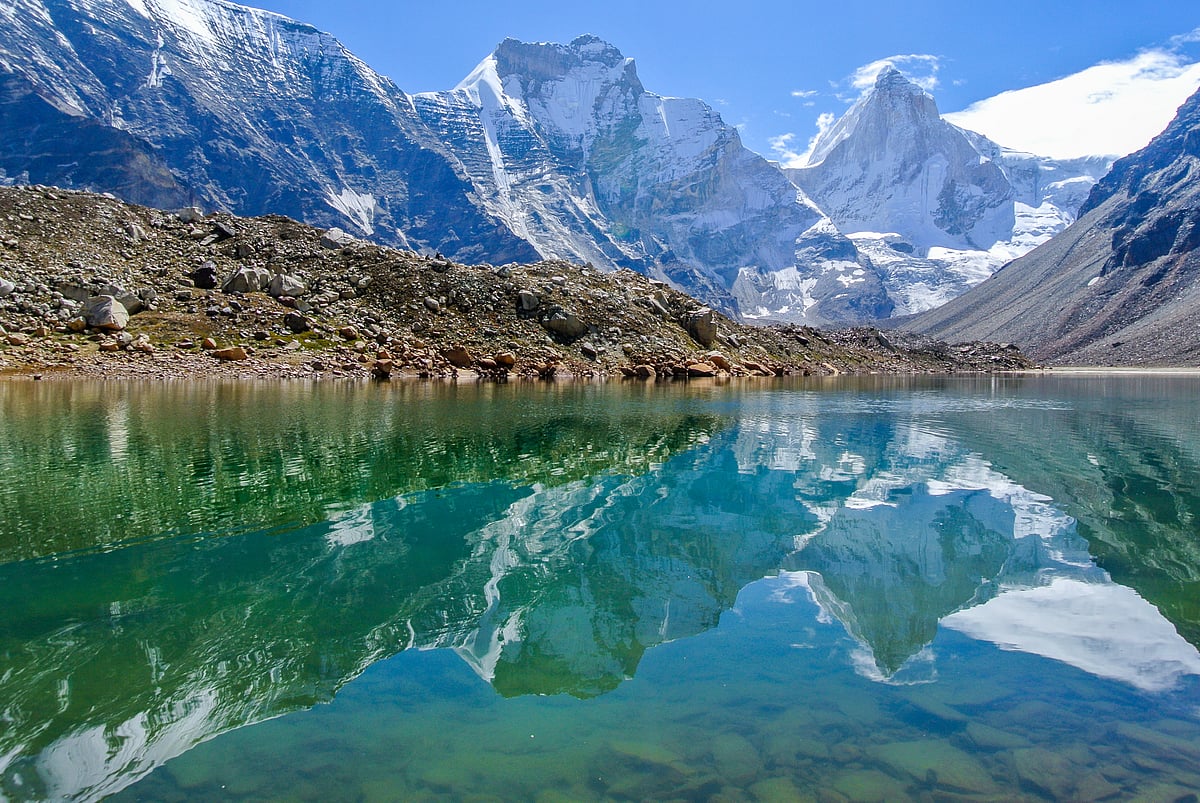 Reflection of Kedartal Lake with Mt. Thalaysagar, Mt. Bhrigupanth