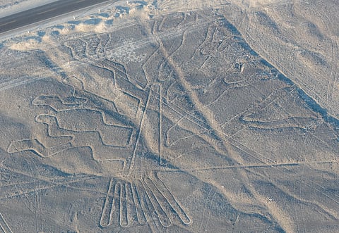 An aerial view of one of the shapes of Nazca Lines