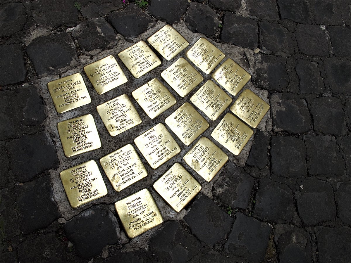 The stumbling stones mark the specific place where victims of the Holocaust lived or worked before being sent to extermination camps