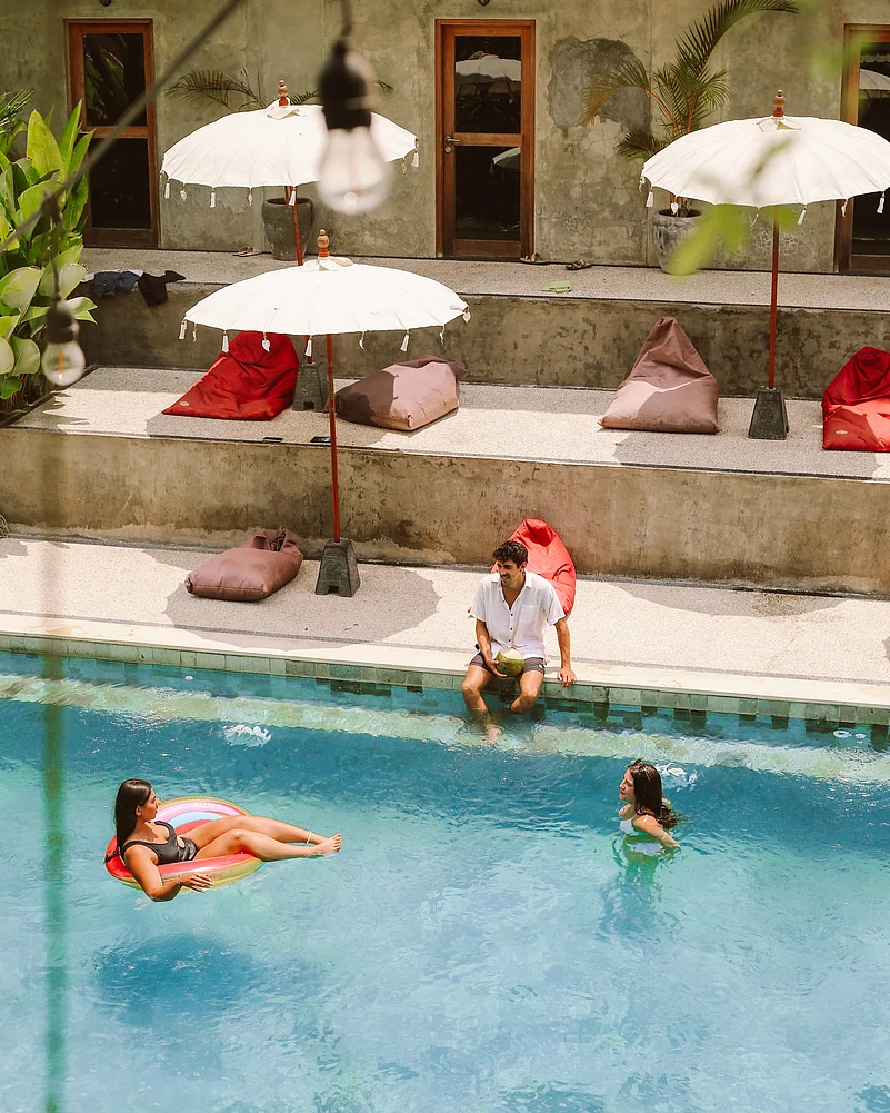 Guests relax at the Sepeda Hostel