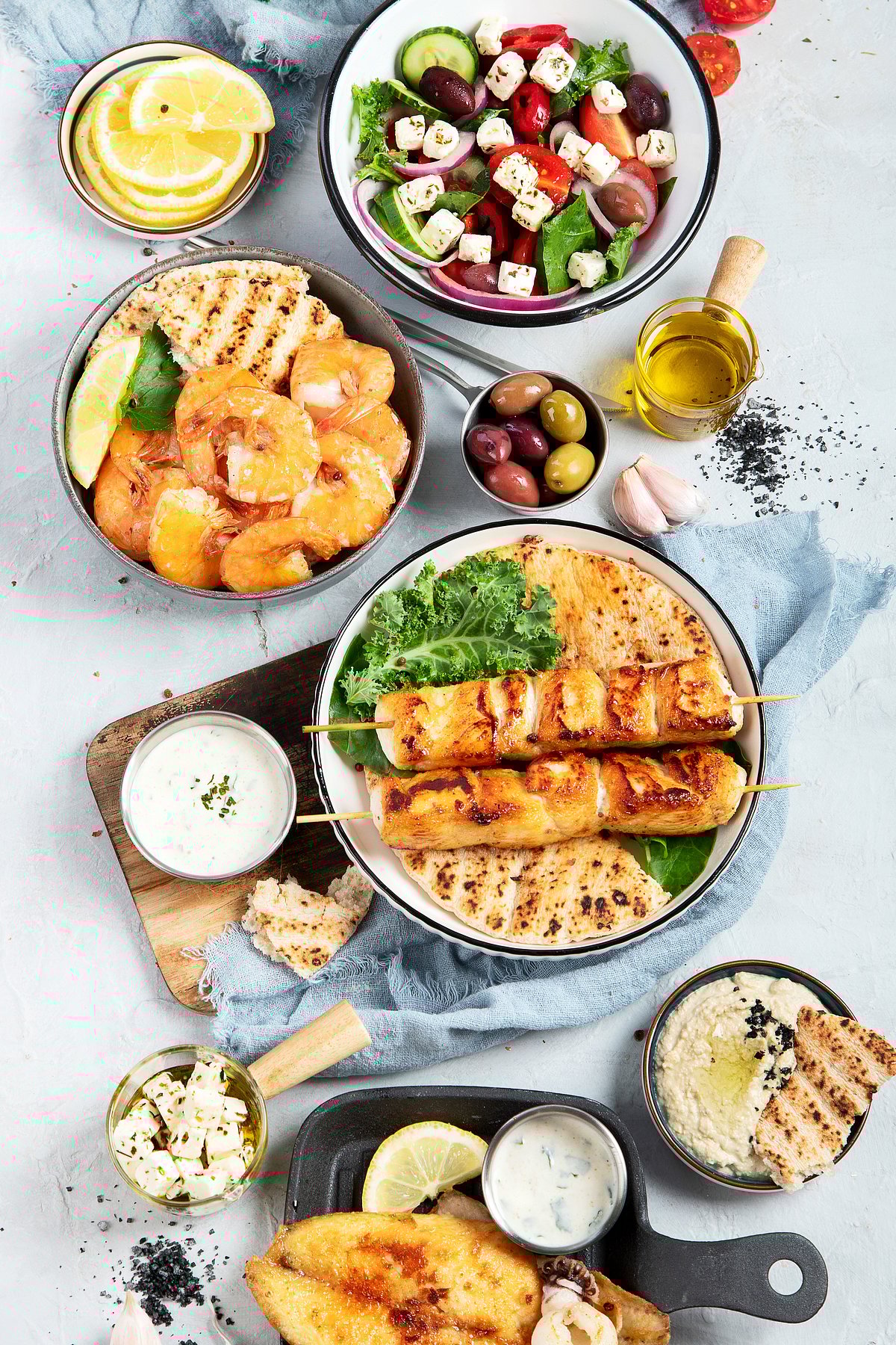 Shutterstock : An assortment of traditional Greek dishes