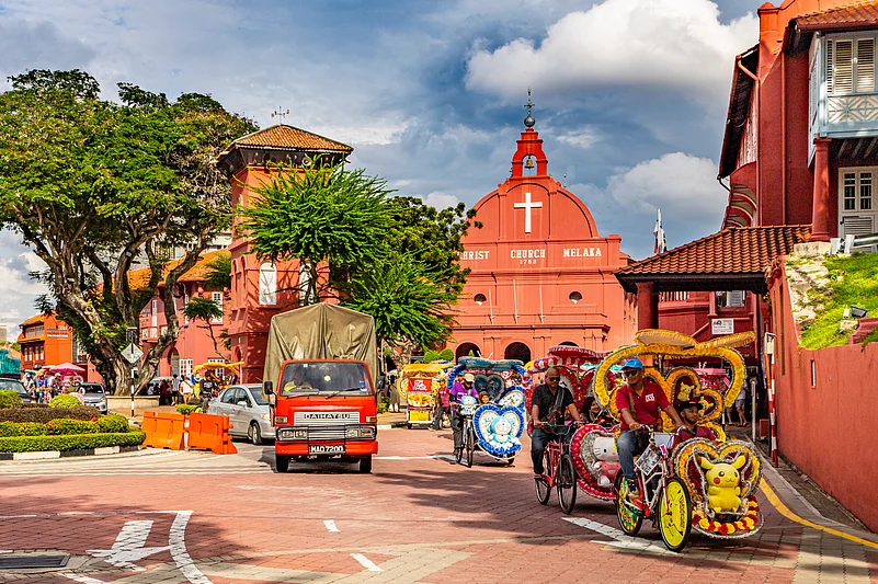 Christ Church, Clock Tower and Stadthuys on Dutch Square in Malacca