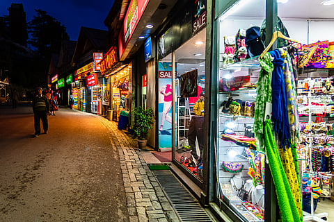 A view of the shops in Shimla