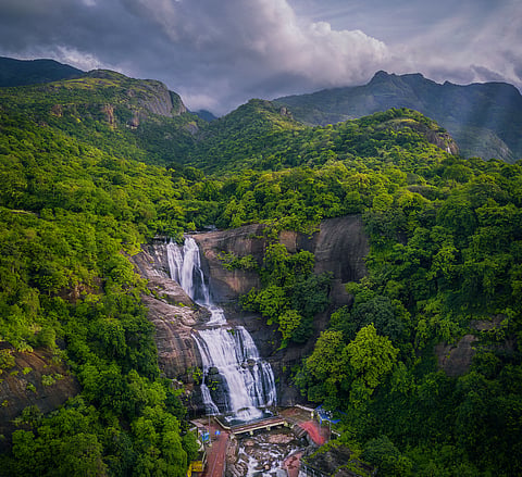A beautiful view of Courtallam Falls of Tamil Nadu