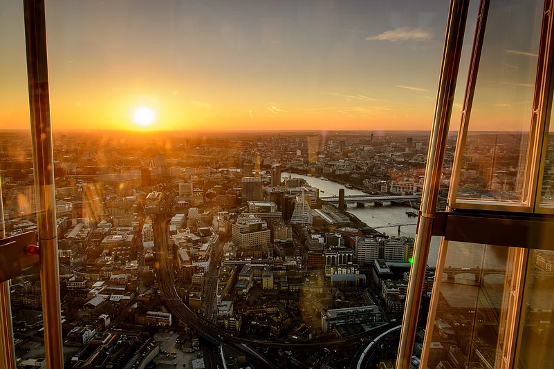 A sunset view from The Shards viewing platform