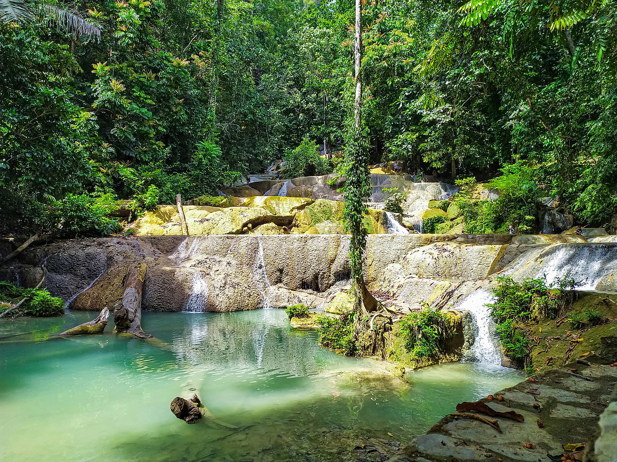 The Moramo Waterfall is a multi-tiered waterfall