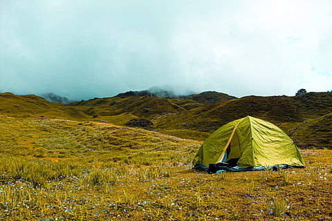 Camping on the Gorson Bugyal meadows