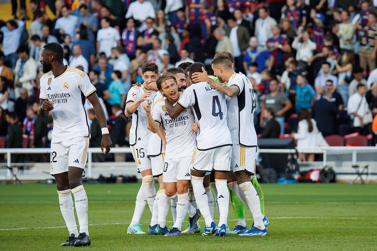 Footbal club Real Madrid in a live match