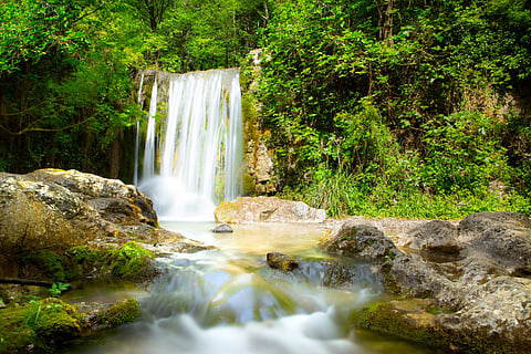 A waterfall on the Valle delle Ferriere hike