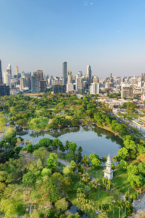 An aerial view of Lumphini Park
