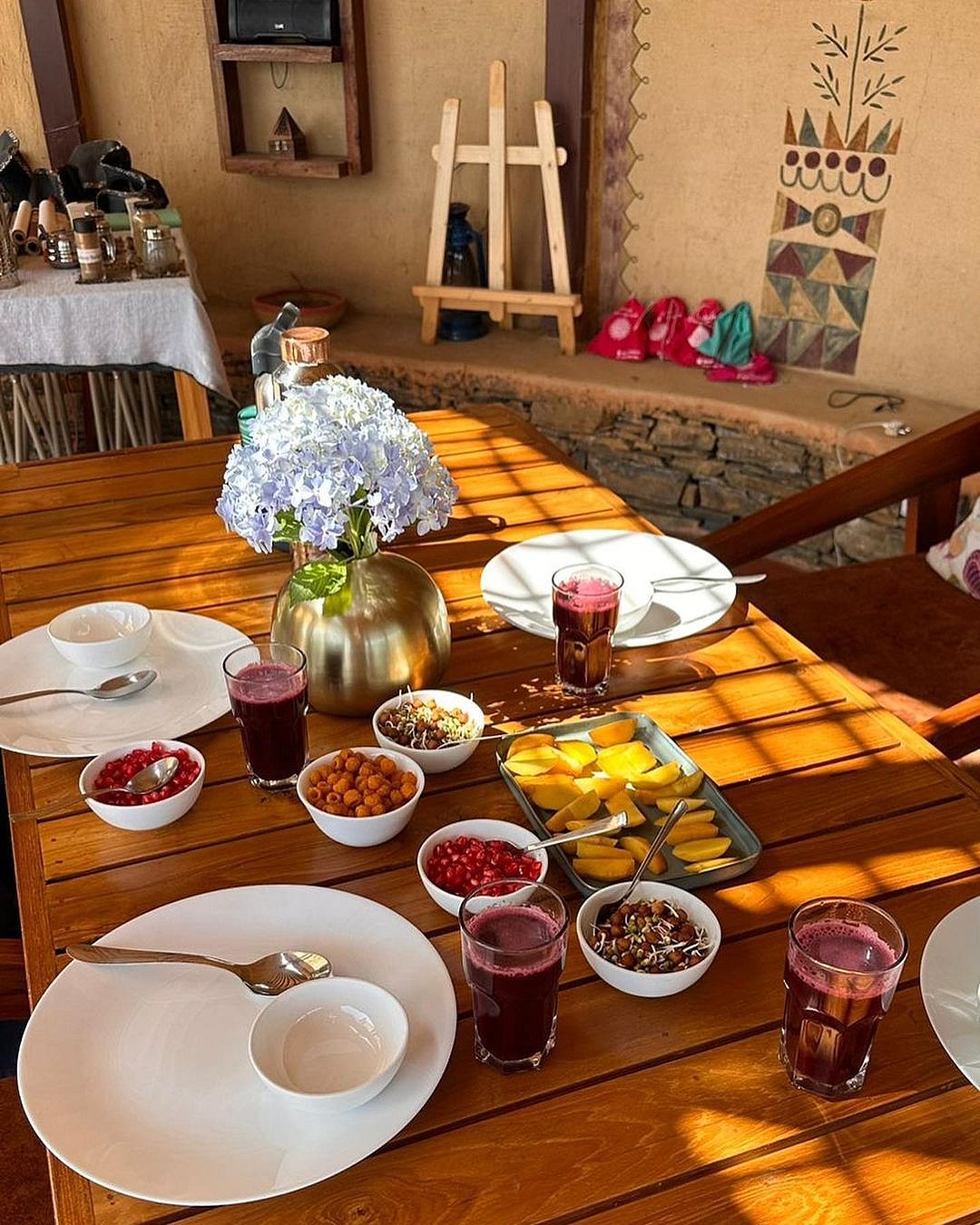 The food at the homestay is all vegetarian and simple, with most ingredients sourced from their farm
