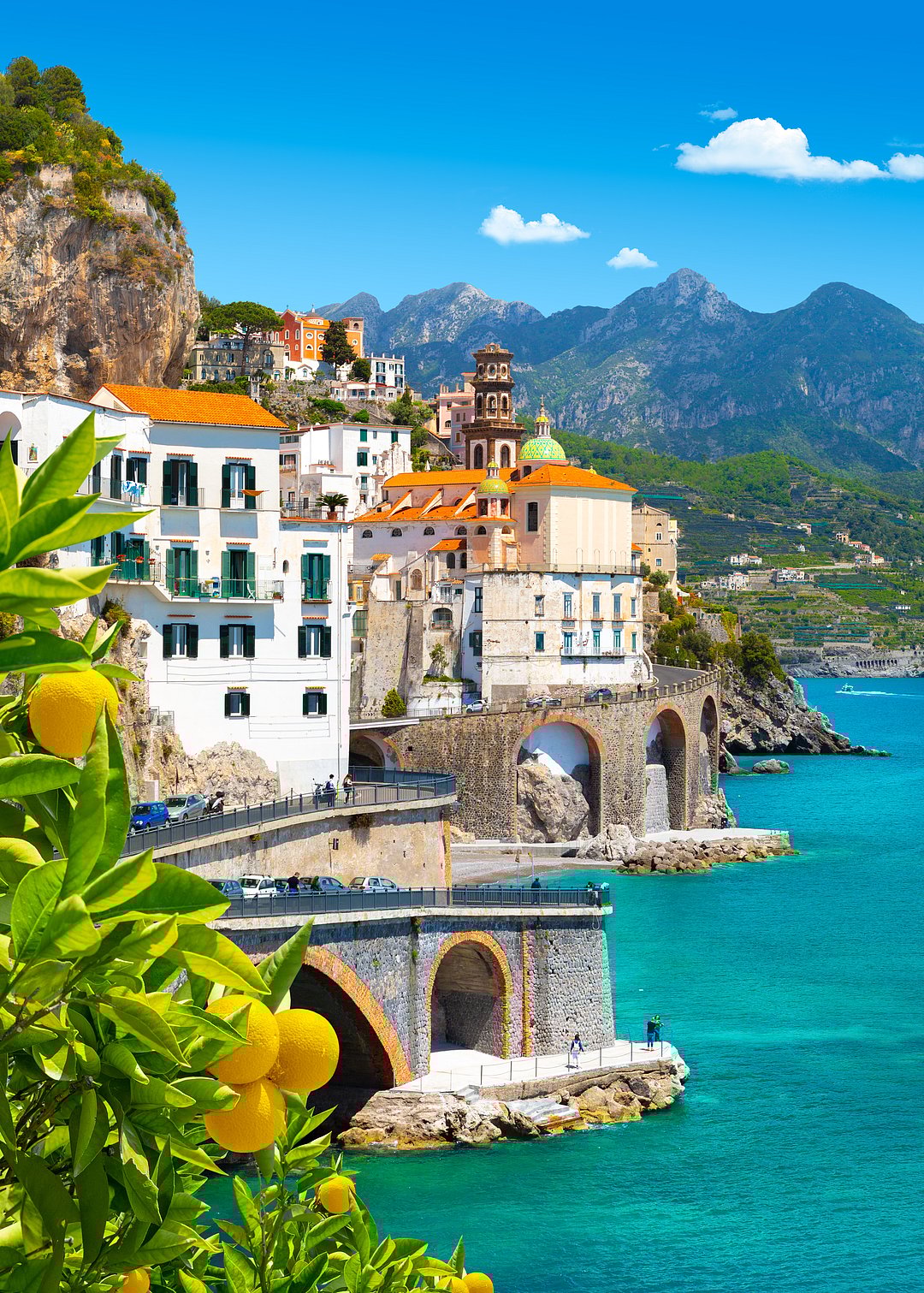 Beautiful view of Amalfi on the Mediterranean coast