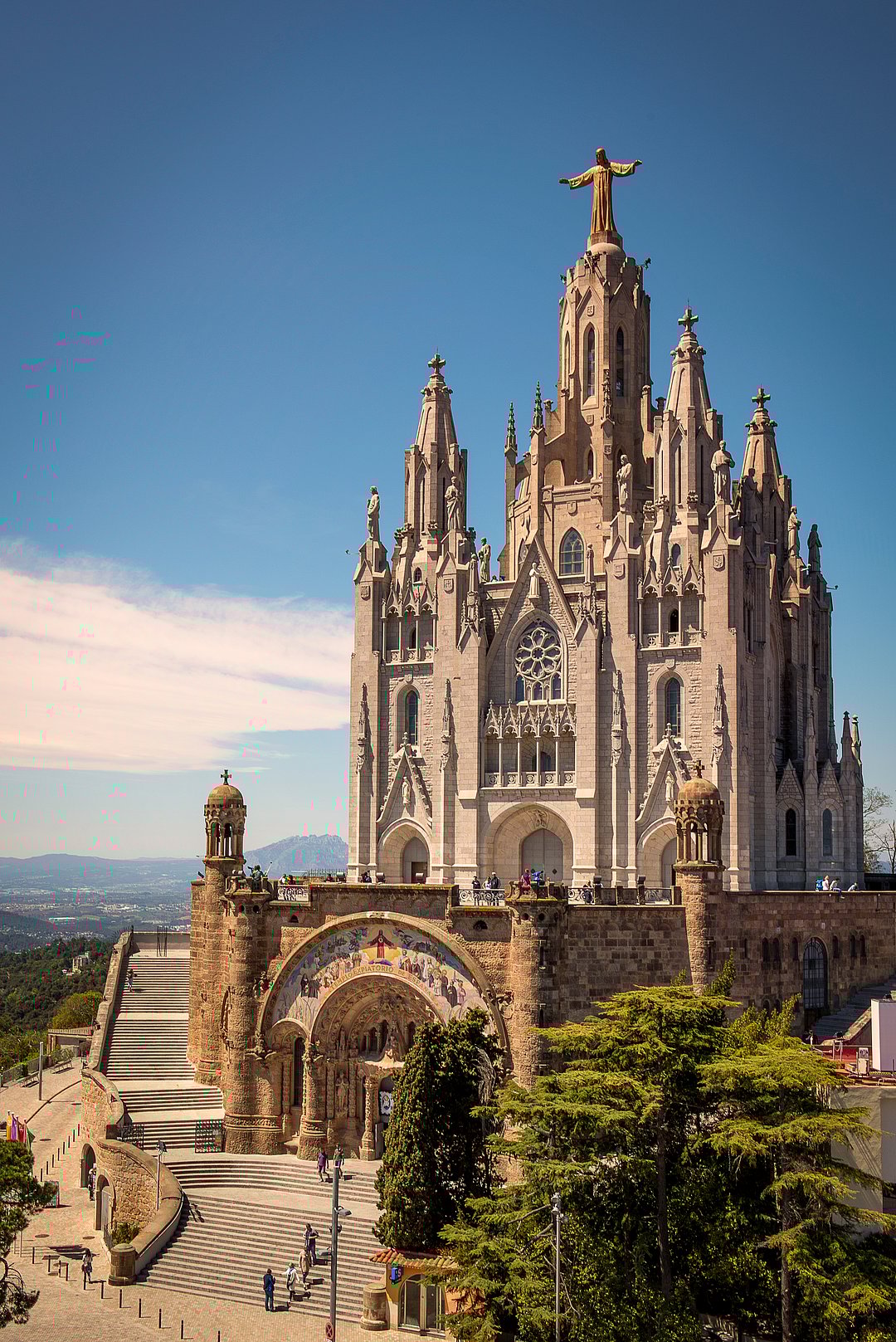 Amusement Park and Temple at Tibidabo in Barcelona, Spain