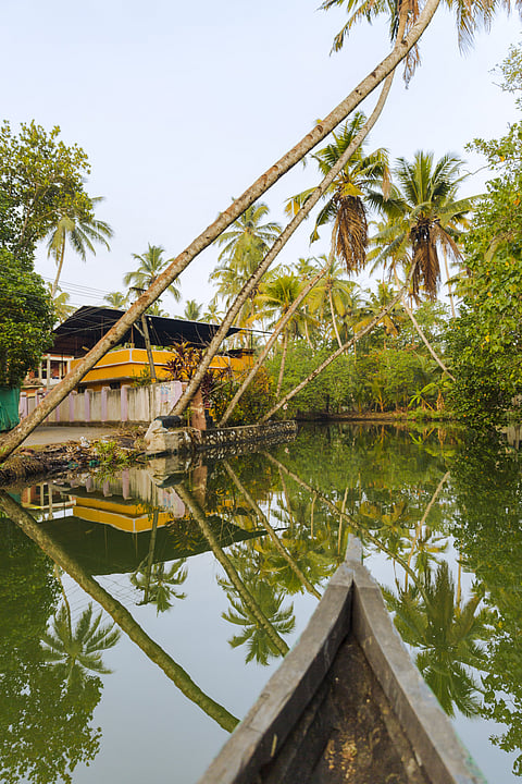 Canoeing in the Ashtamudi Lake, Kerala