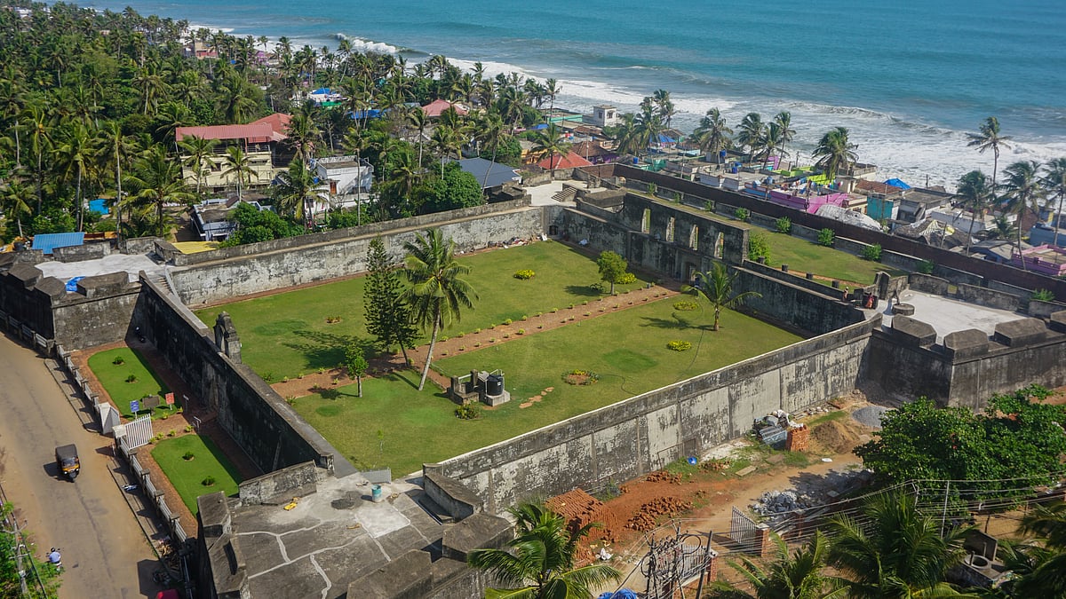 An aerial view of the Anjengo Fort