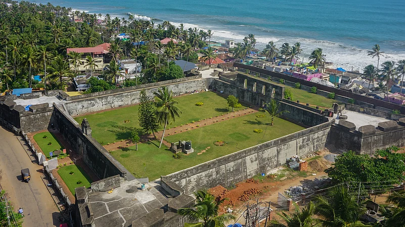 An aerial view of the Anjengo Fort