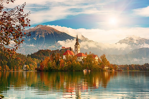 The Church of Assumption in Lake Bled, Slovenia
