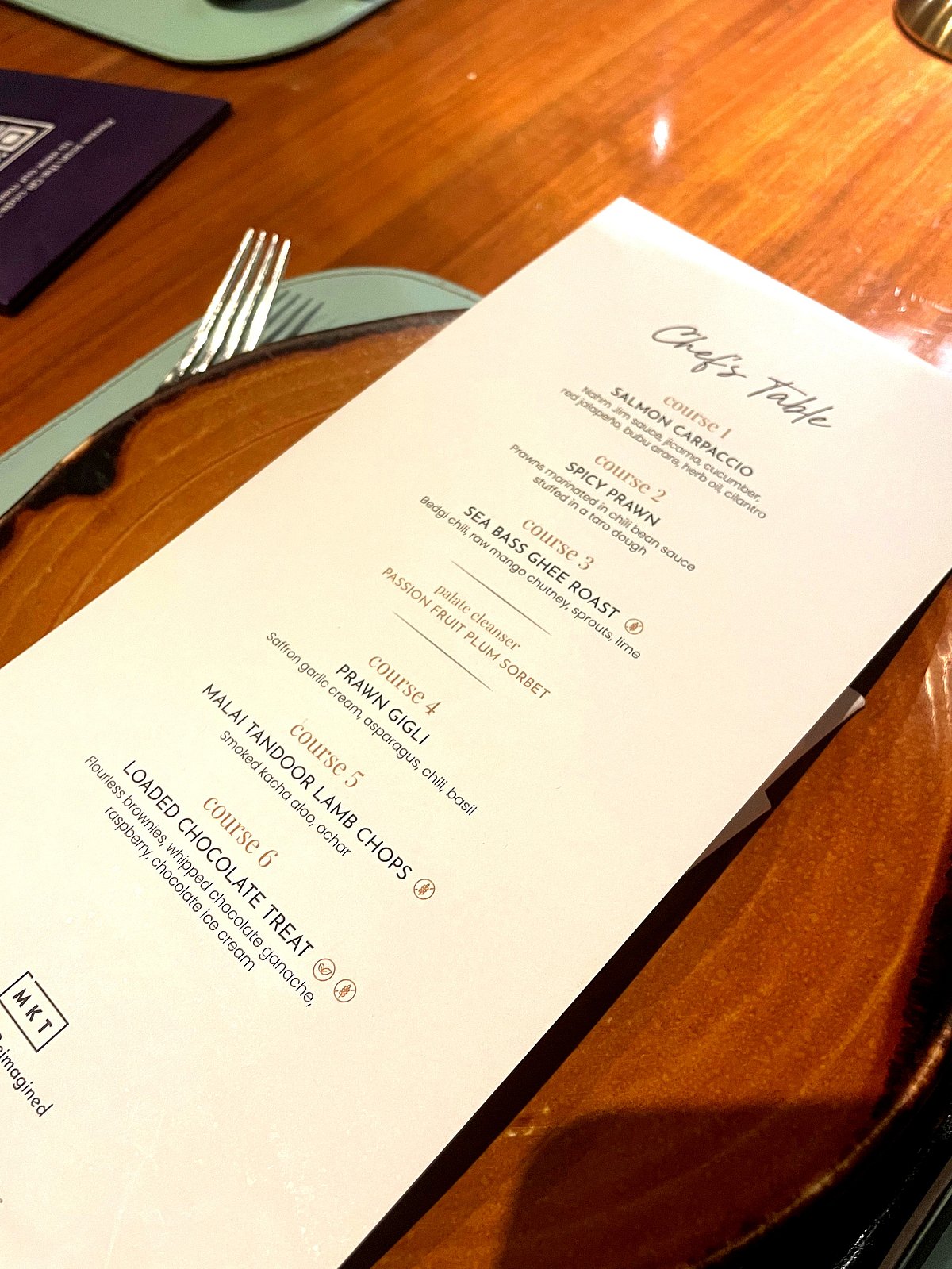 The menu features unique take on fusion
